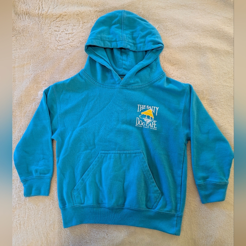 Kids Salty Dog Teal Blue Hoodie-Size XS 2-4